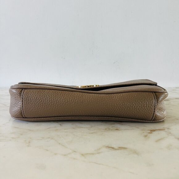 MICHAEL KORS Fulton Dark Dune Leather Small Shoulder Flap Chain Bag - Picture 4 of 9